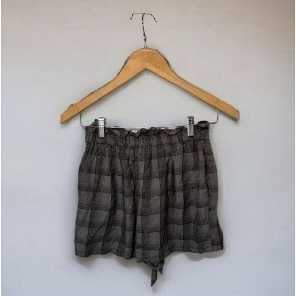 Hollister Shorts Womens S Plaid Gray White Elastic Waist Preppy Stretch Y2K - Picture 3 of 5